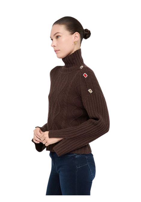 Dolcevita in lana con bottoni gioiello CIOCCOLATO Liu Jo | MF5425MS040X0385